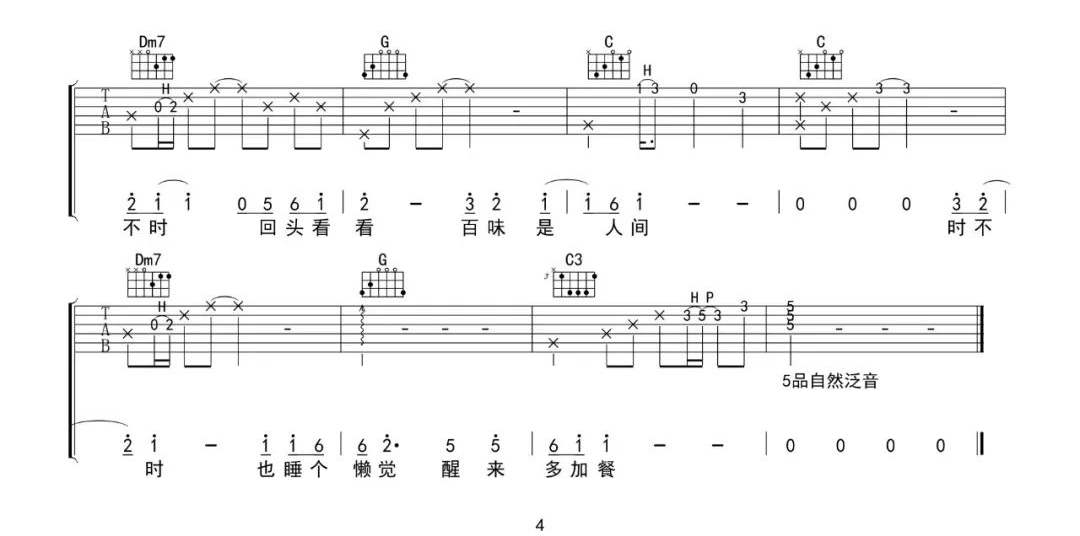 《人间不值得吉他谱》_黄诗扶_C调_吉他图片谱4张 图4