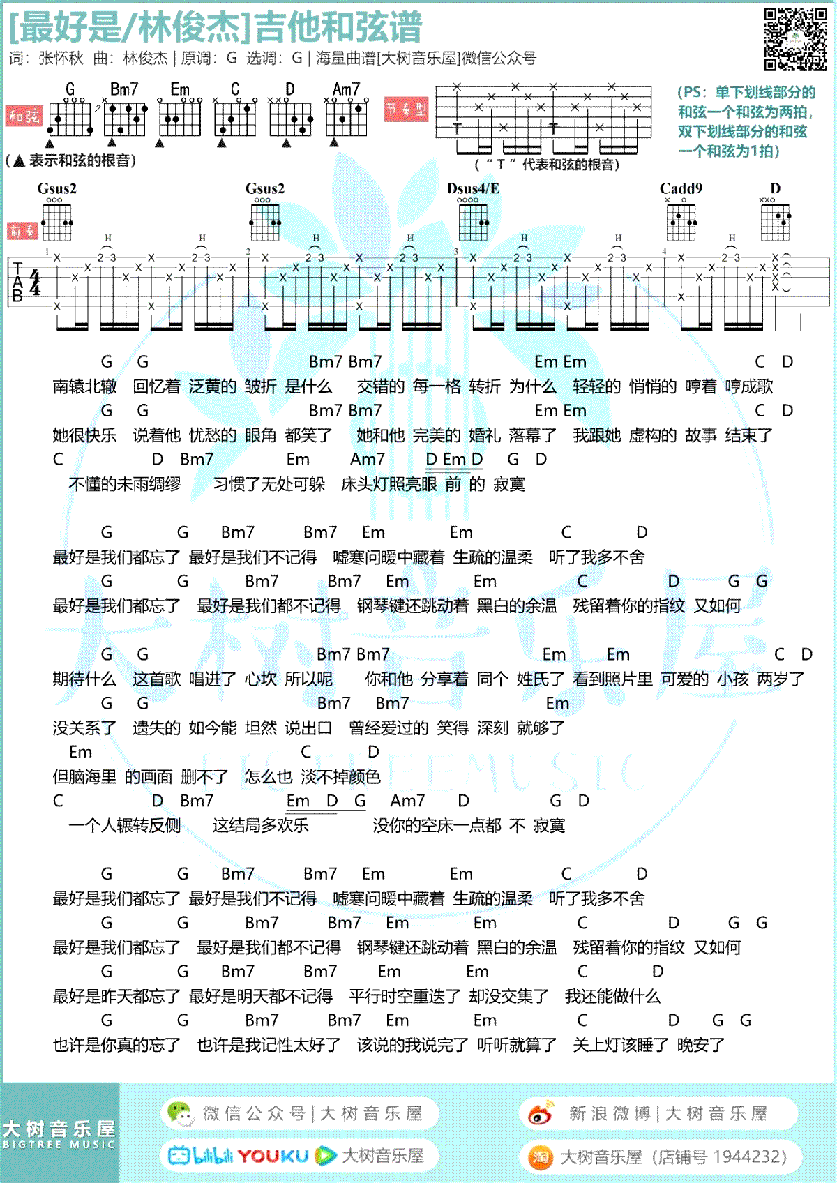 《最好是吉他谱》_林俊杰_G调_吉他图片谱2张 图1