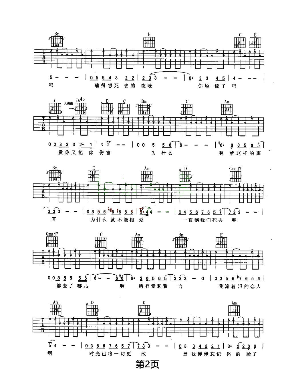 《我爱你再见吉他谱》_朴树_G调_吉他图片谱4张 图2