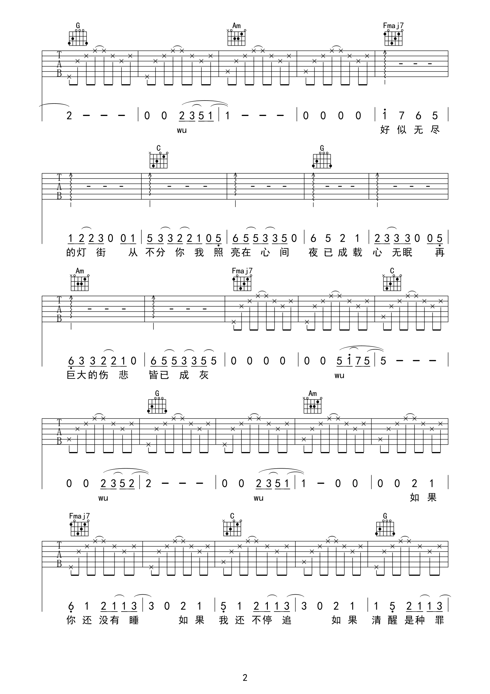 《带我去找夜生活吉他谱》__C调_吉他图片谱2张 图2