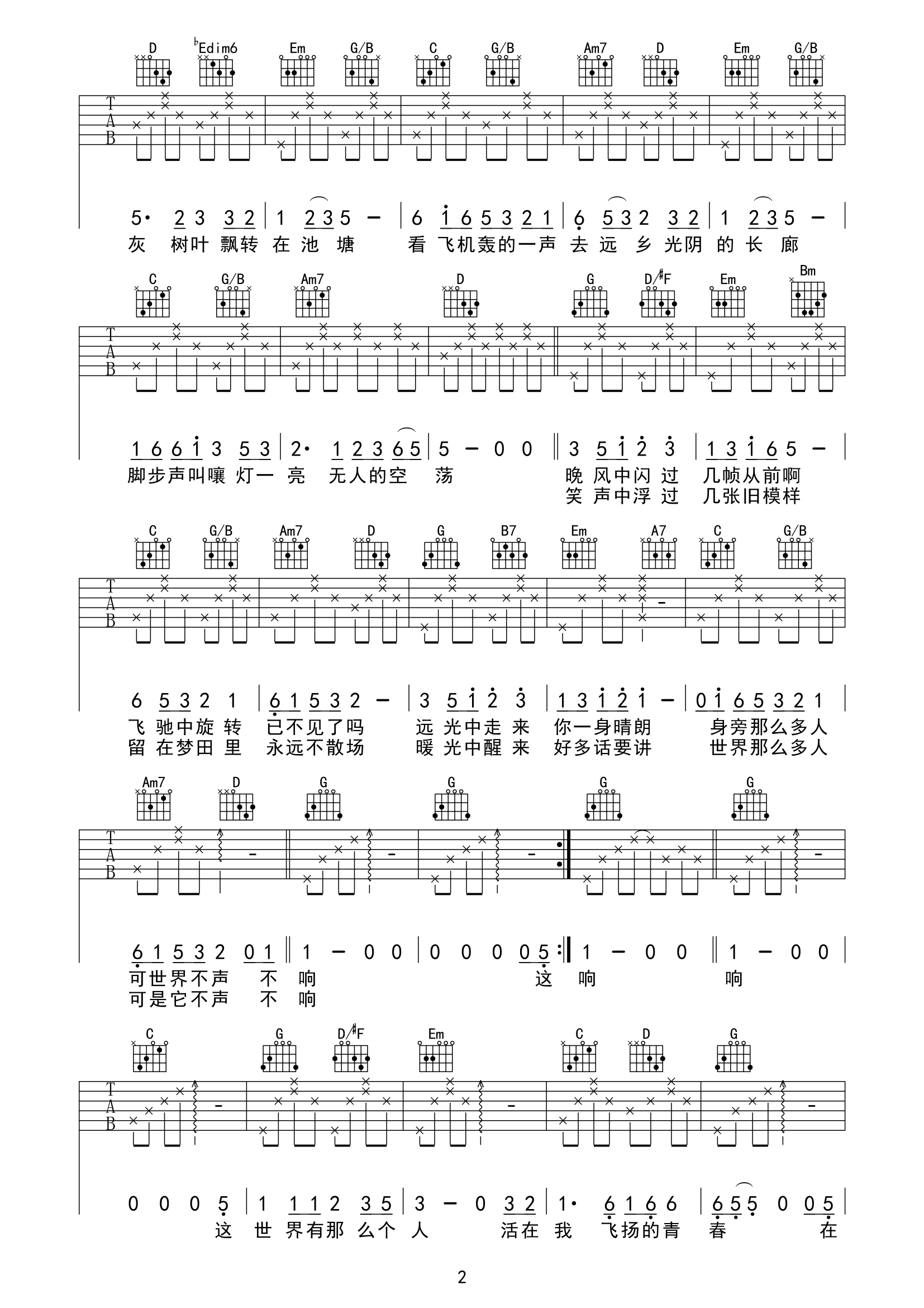 《这世界那么多人吉他谱》_莫文蔚_G调_吉他图片谱2张 图2