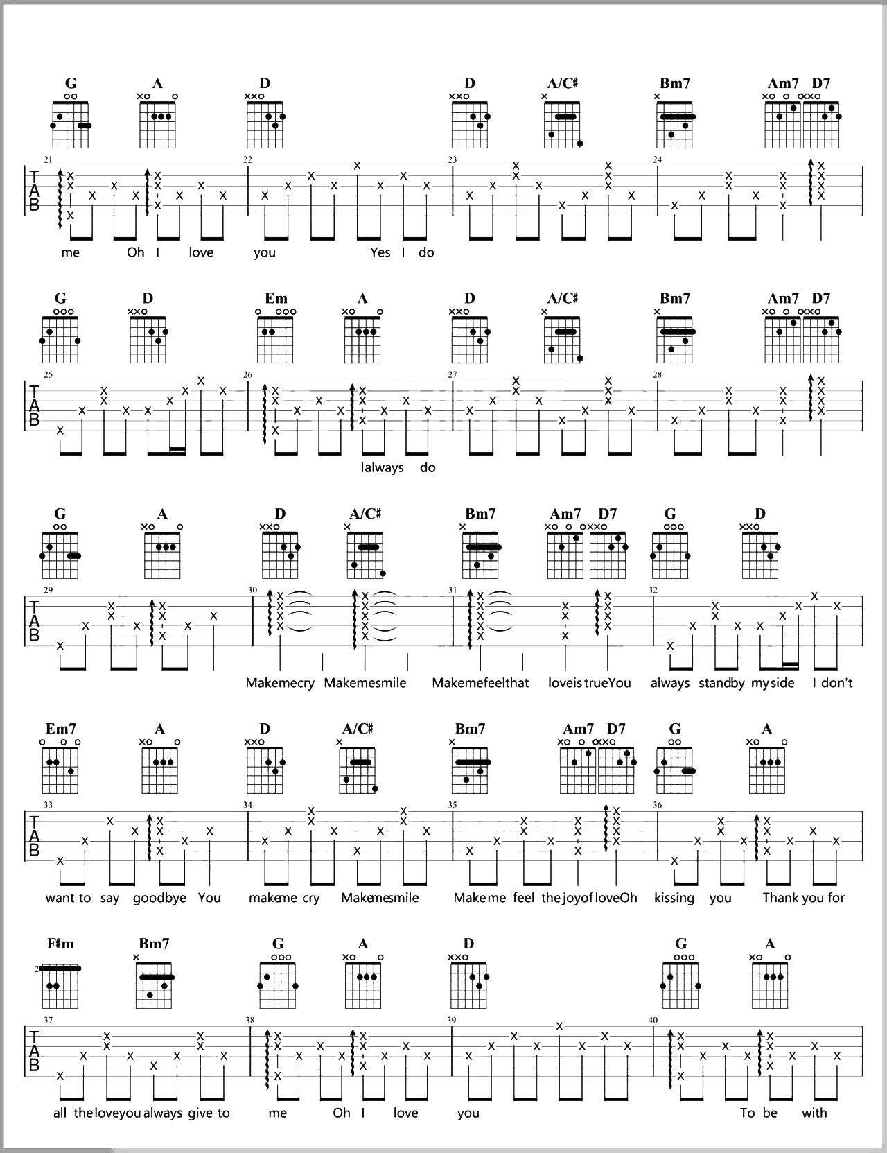 《A Little Love吉他谱》_A_D调_吉他图片谱2张 图2