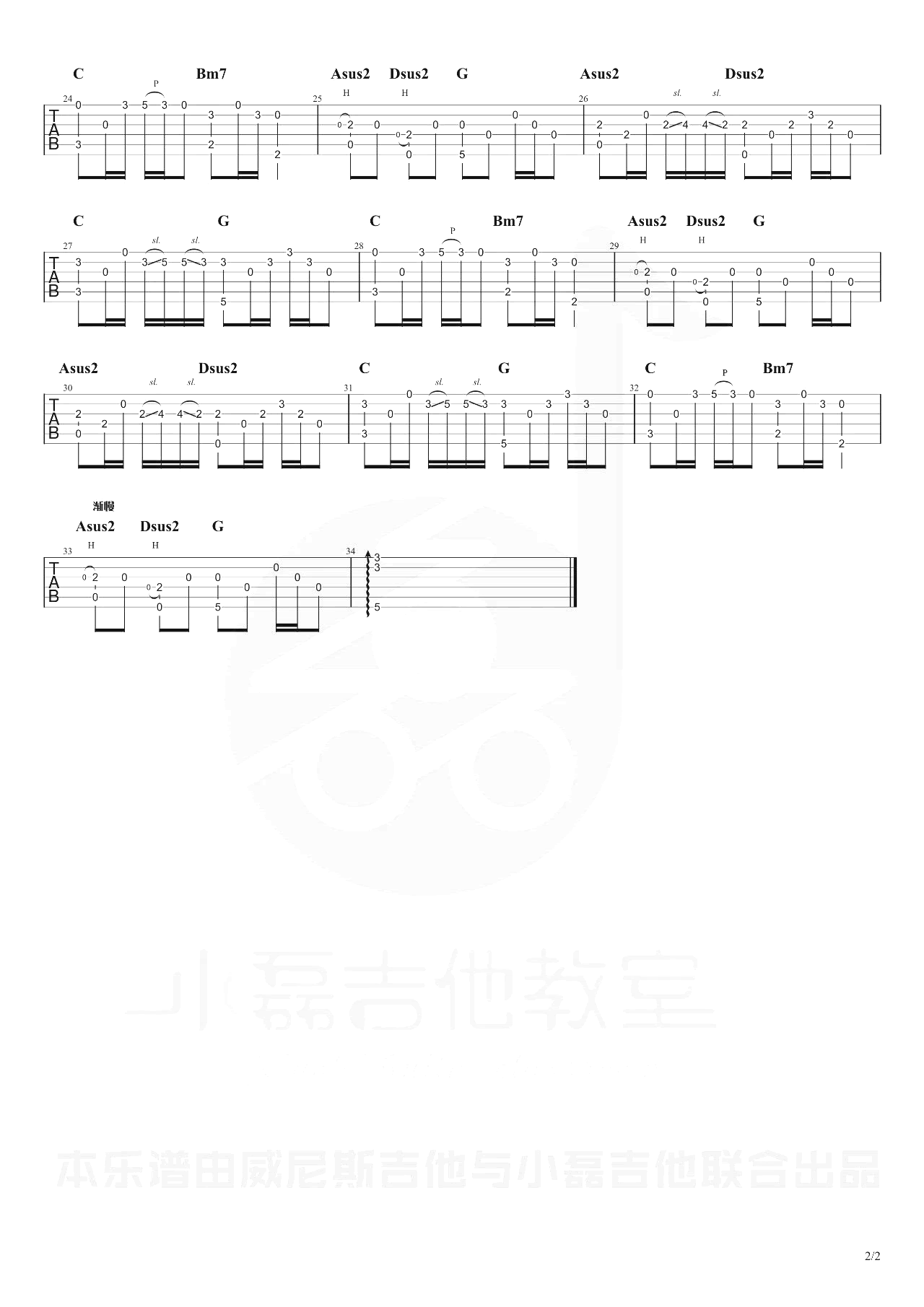 《青城山下白素贞指弹谱吉他谱》__未知调_吉他图片谱2张 图2