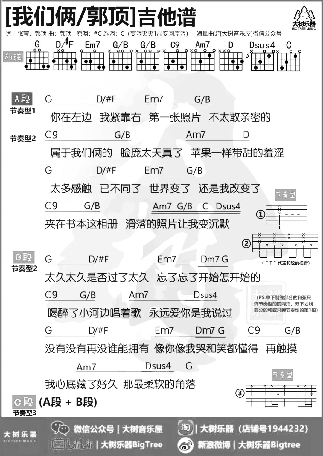 《我们俩吉他谱》_郭顶_C调_吉他图片谱1张 图1