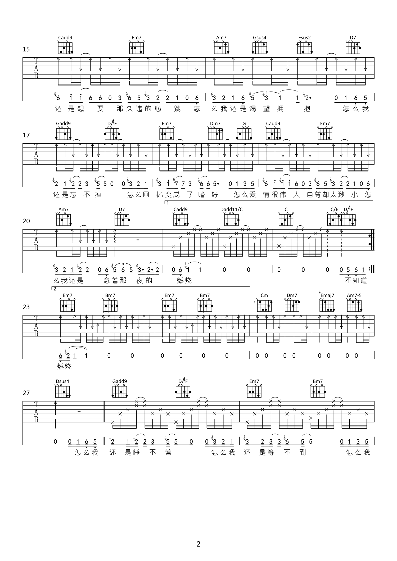 《我怎么了吉他谱》_庄心妍_G调_吉他图片谱2张 图2