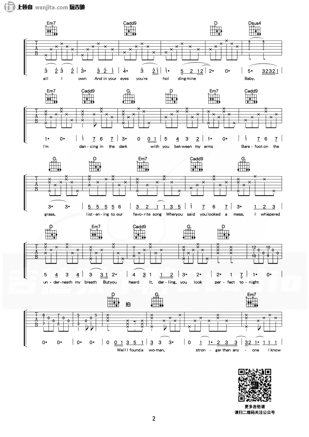 《perfect吉他谱》__G调_吉他图片谱2张 图2