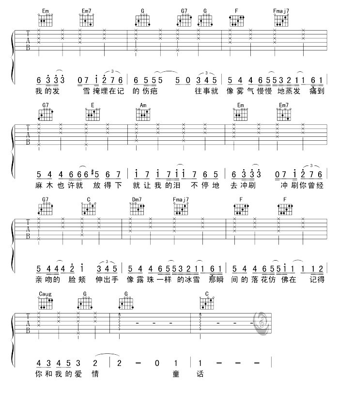 《飘雪吉他谱》__C调_吉他图片谱2张 图2