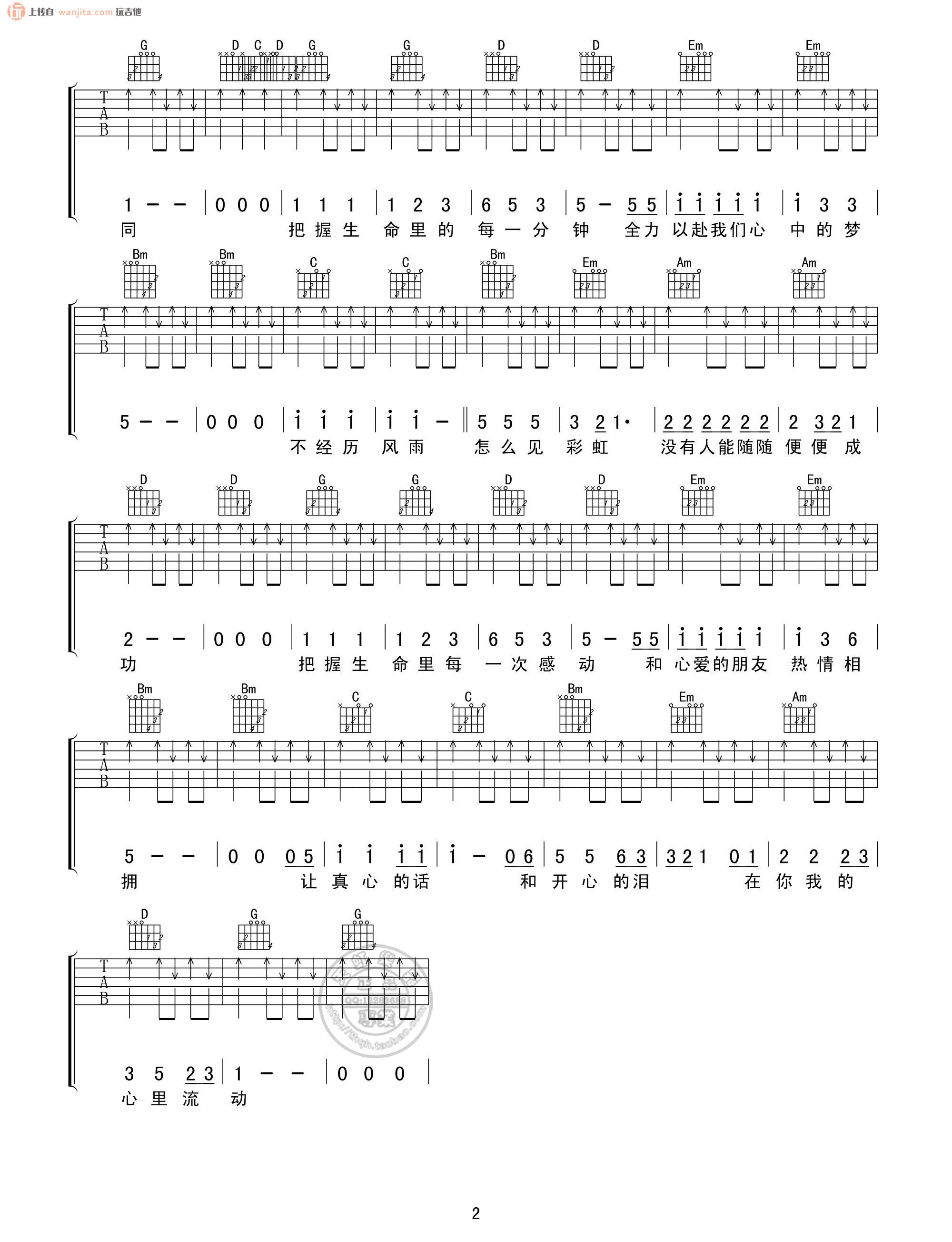 《真心英雄吉他谱》_李宗盛_G调_吉他图片谱2张 图2