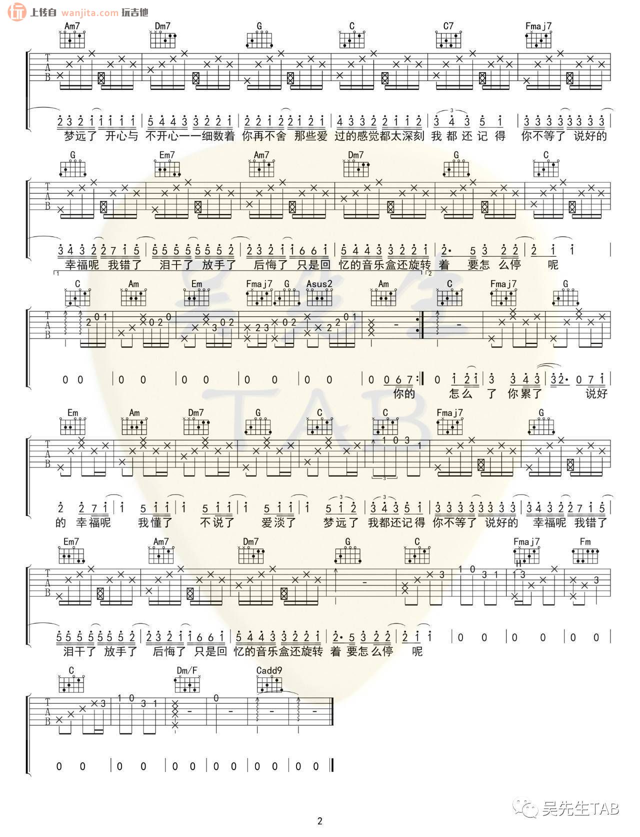 《说好的幸福呢吉他谱》_周杰伦_C调_吉他图片谱2张 图2
