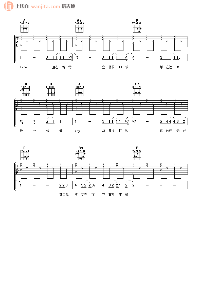 《期待你的爱吉他谱》_林俊杰_A调_吉他图片谱2张 图2