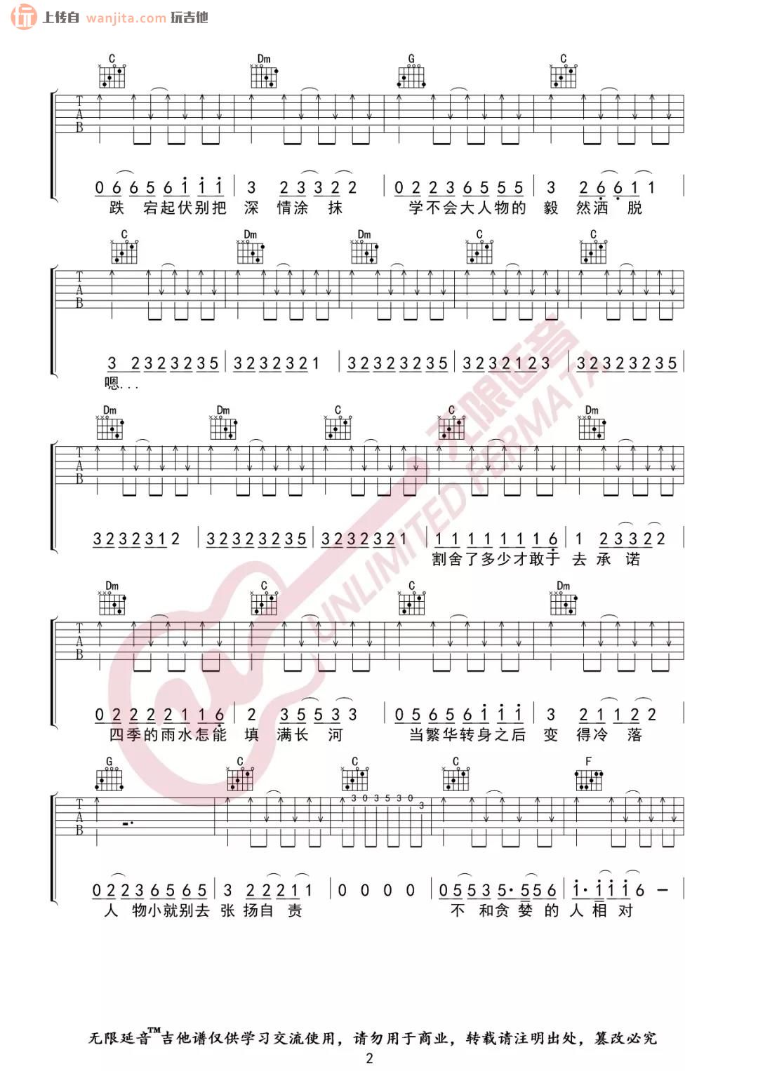 《小人物吉他谱》_赵雷_C调_吉他图片谱2张 图2