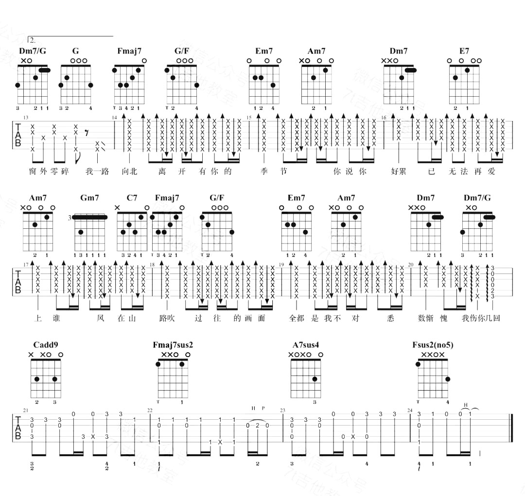 《一路向北吉他谱》_周杰伦_C调_吉他图片谱2张 图2