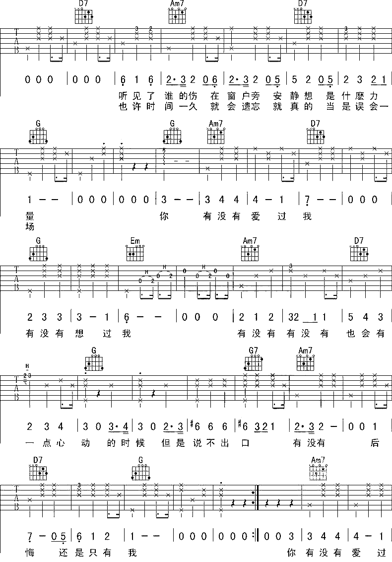 《有没有吉他谱》_韦礼安_G调_吉他图片谱2张 图2