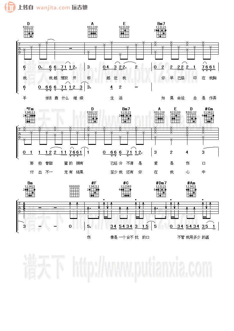 《爱在你伤口吉他谱》_任贤齐_未知调_吉他图片谱2张 图2