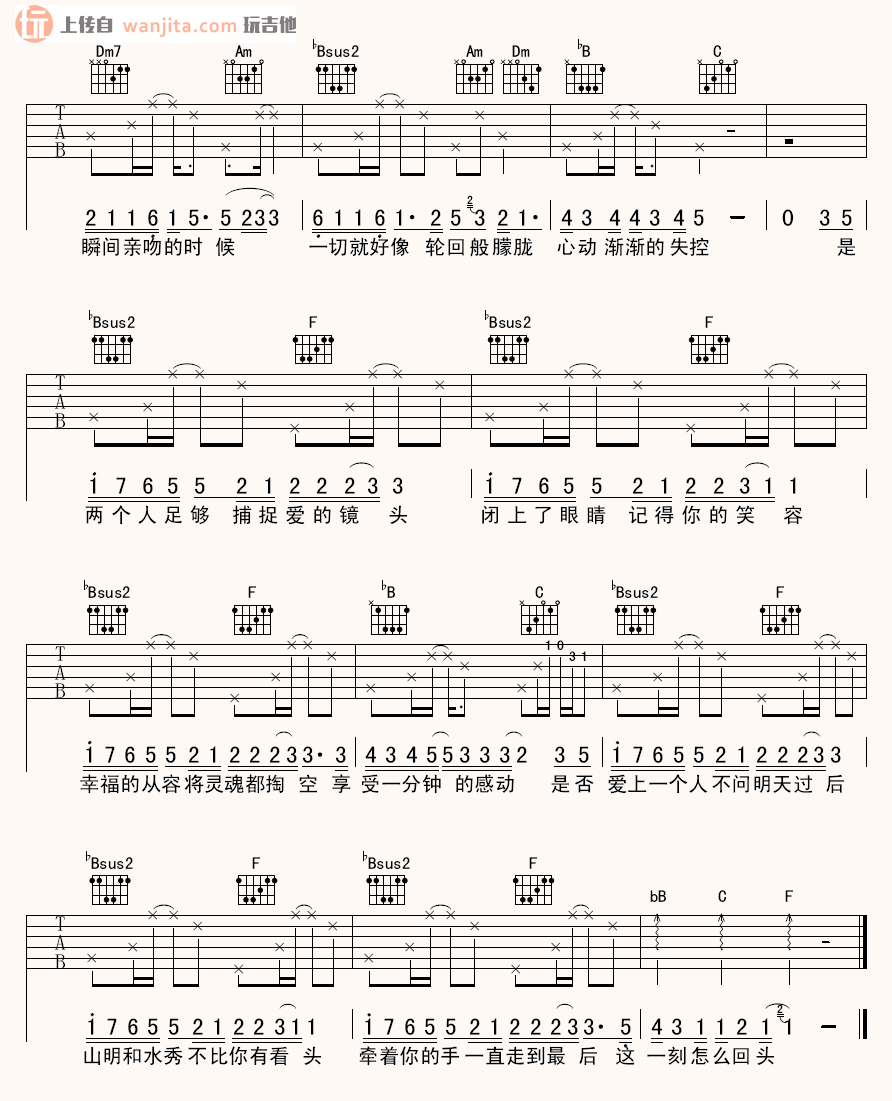 《明天过后吉他谱》_张杰_未知调_吉他图片谱2张 图2