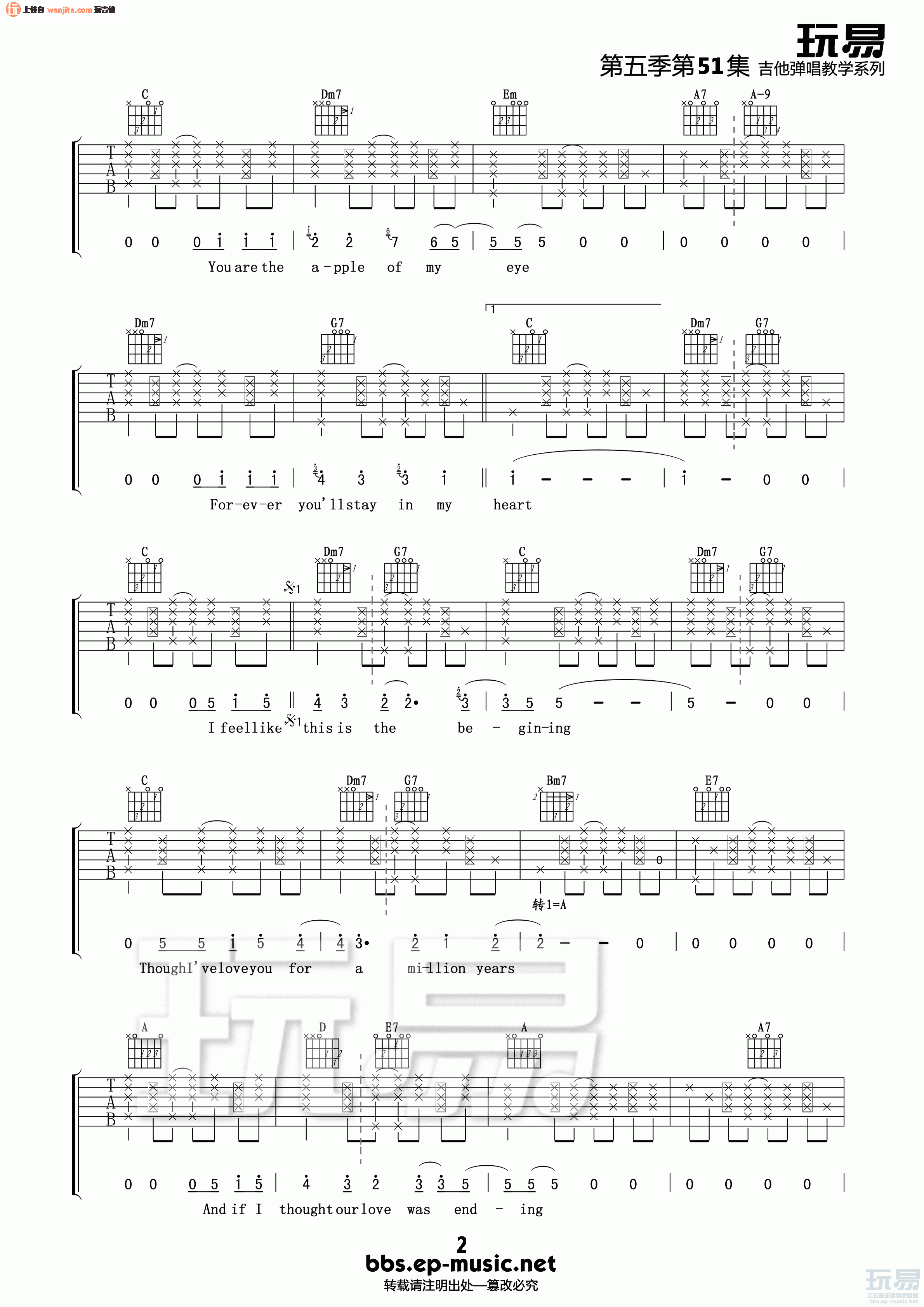 《You Are The Sunshine of My Life吉他谱》_方大同_未知调_吉他图片谱2张 图2