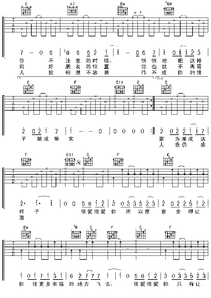 《很爱很爱你吉他谱》_刘若英_未知调_吉他图片谱2张 图2