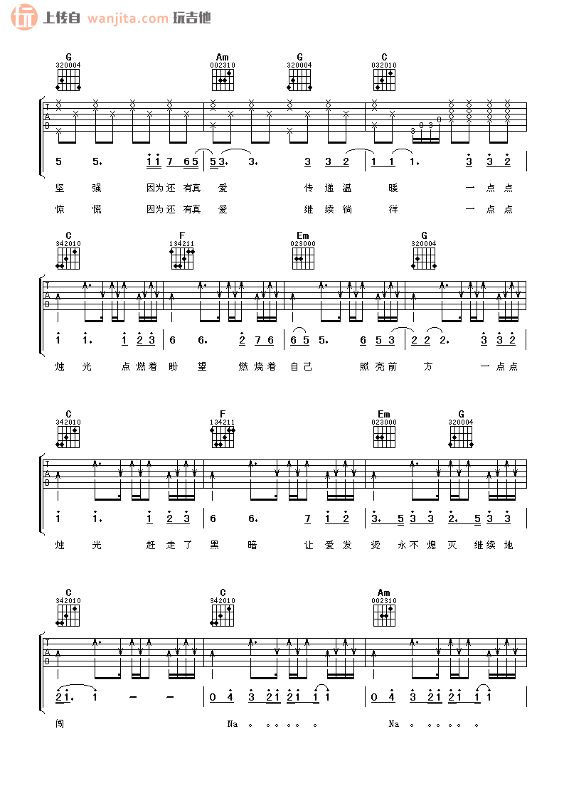 《烛光吉他谱》_谢霆锋_未知调_吉他图片谱2张 图2