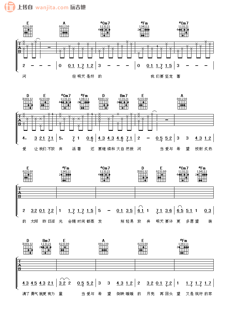 《爱与希望吉他谱》_林俊杰_未知调_吉他图片谱2张 图2