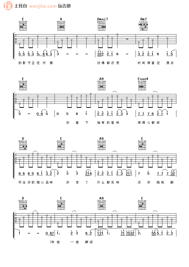 《女人香吉他谱》_张学友_未知调_吉他图片谱2张 图2