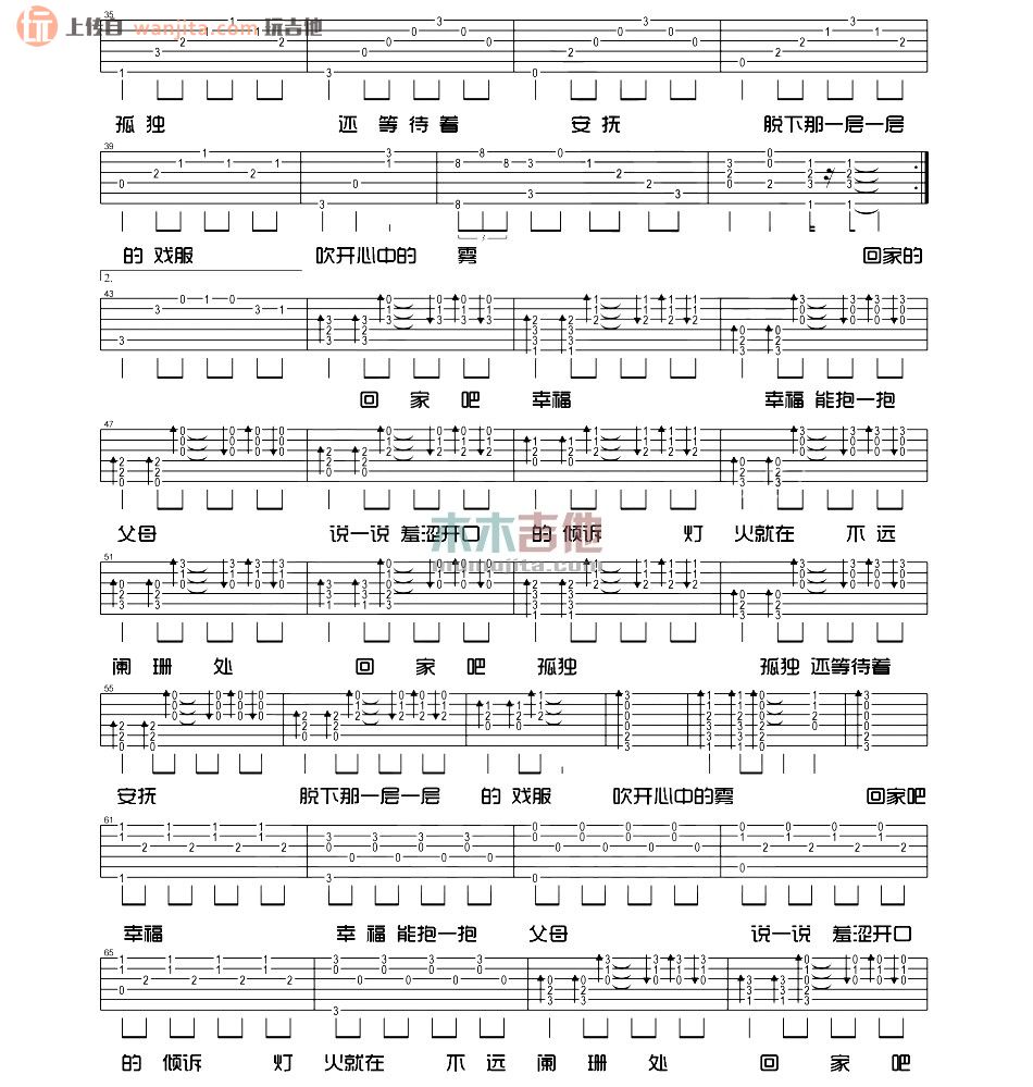 《回家的路吉他谱》_刘德华_未知调_吉他图片谱2张 图2