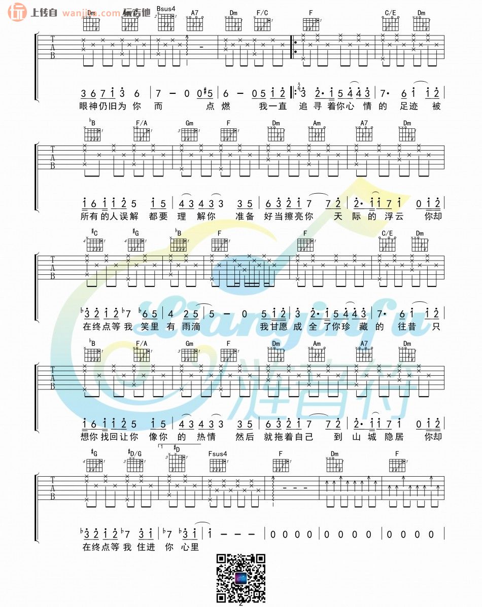 《你在终点等我吉他谱》_王菲_F调_吉他图片谱2张 图2