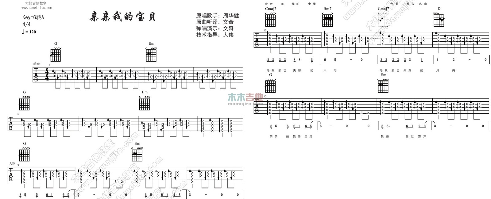 《亲亲我的宝贝吉他谱》_周华健_未知调_吉他图片谱2张 图1