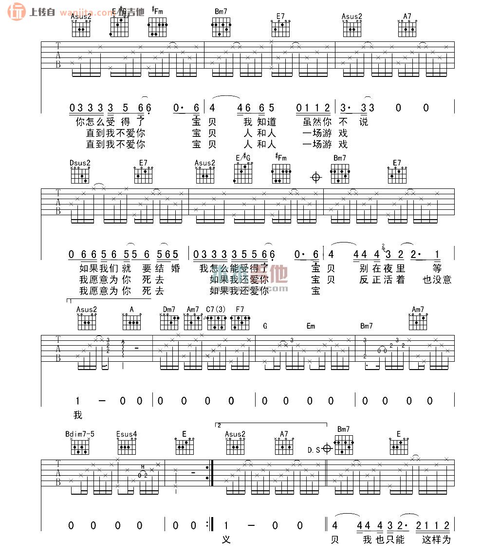 《和你在一起吉他谱》_李志_未知调_吉他图片谱2张 图2