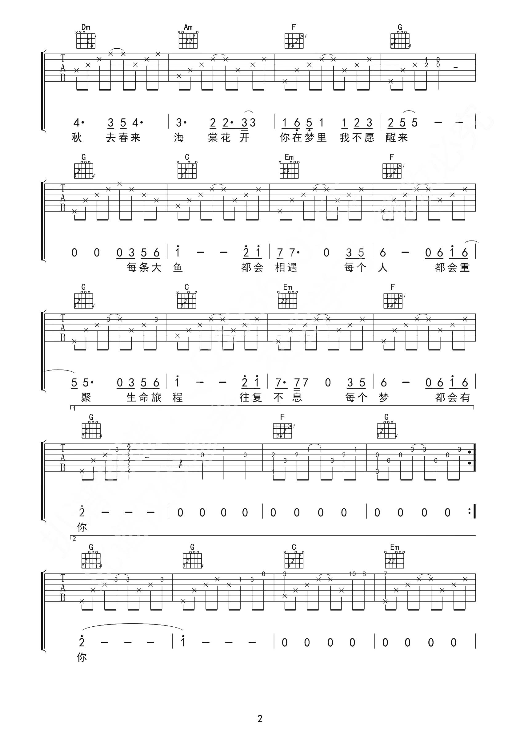 《在这个世界相遇吉他谱》_陈奕迅_C调_吉他图片谱2张 图2