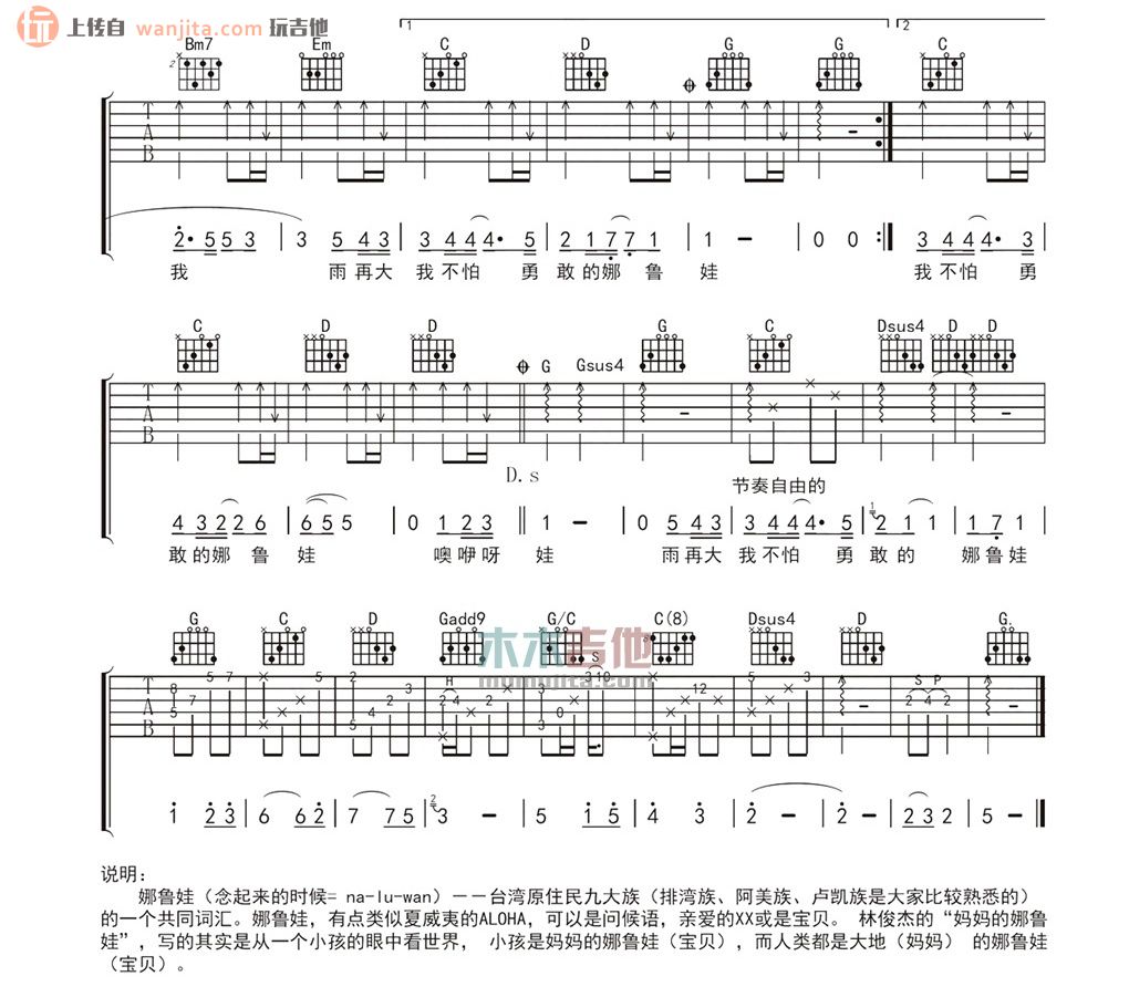 《妈妈的娜鲁娃吉他谱》_林俊杰_G调_吉他图片谱2张 图2