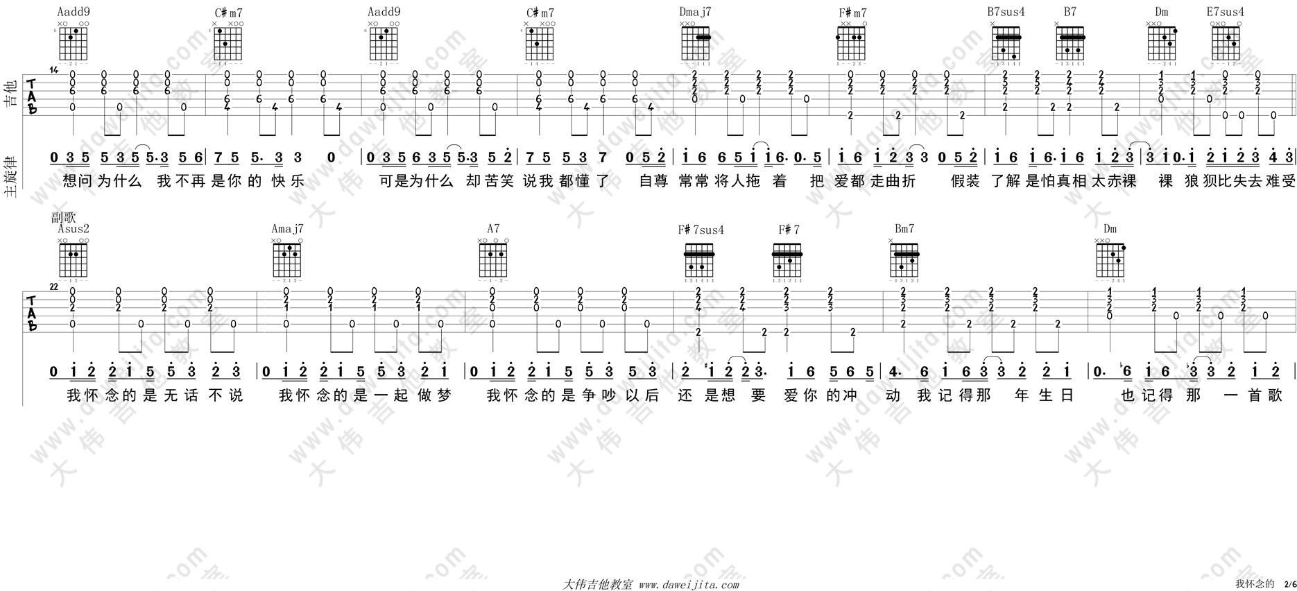 《我怀念的吉他谱》_孙燕姿_未知调_吉他图片谱2张 图2