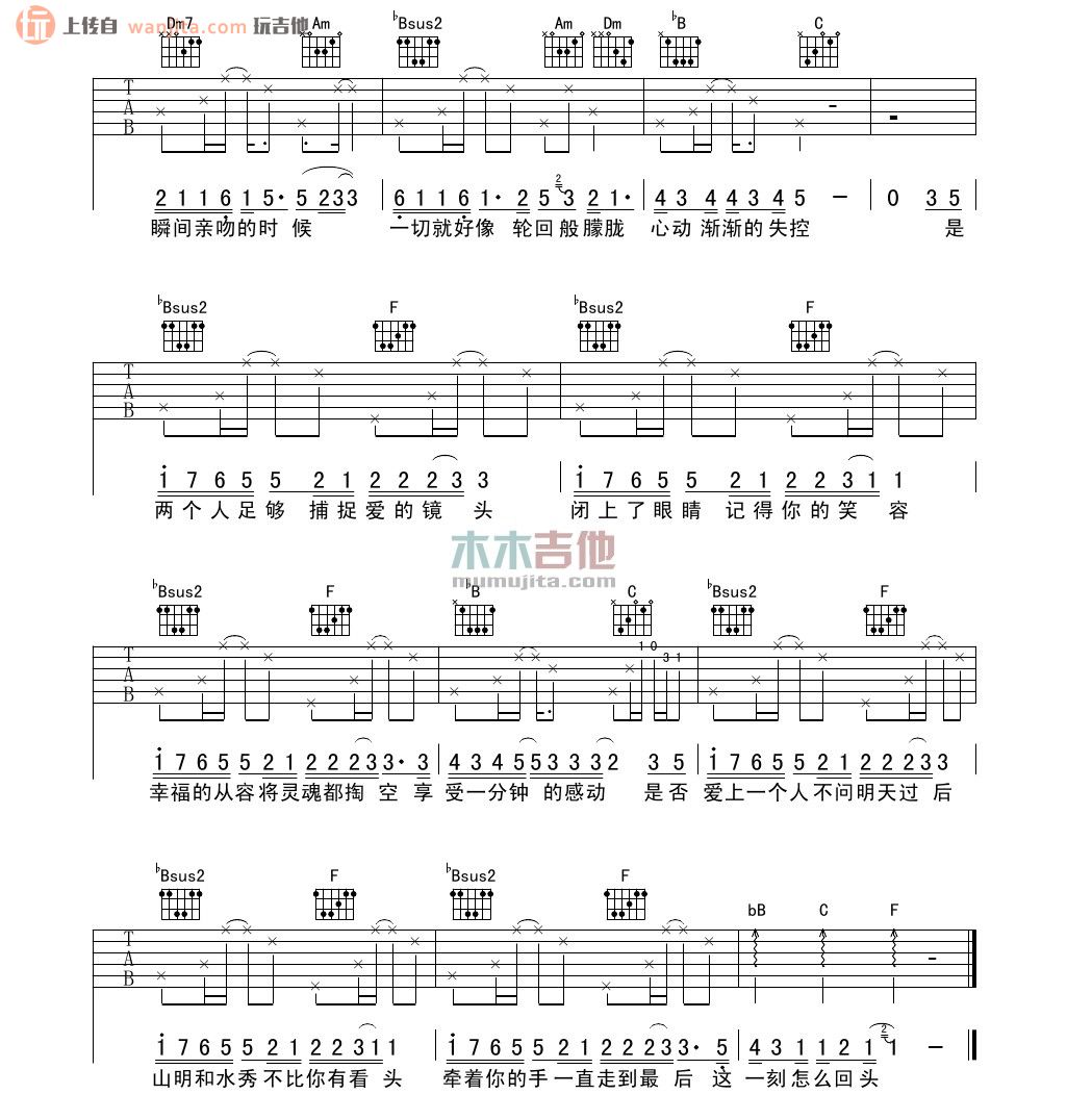 《明天过后吉他谱》_张杰_F调_吉他图片谱2张 图2