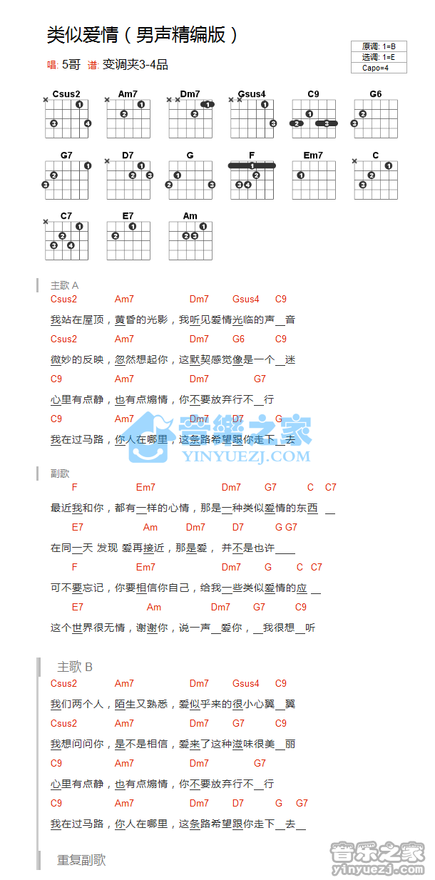 《类似爱情吉他谱》_萧亚轩_G调_吉他图片谱2张 图2