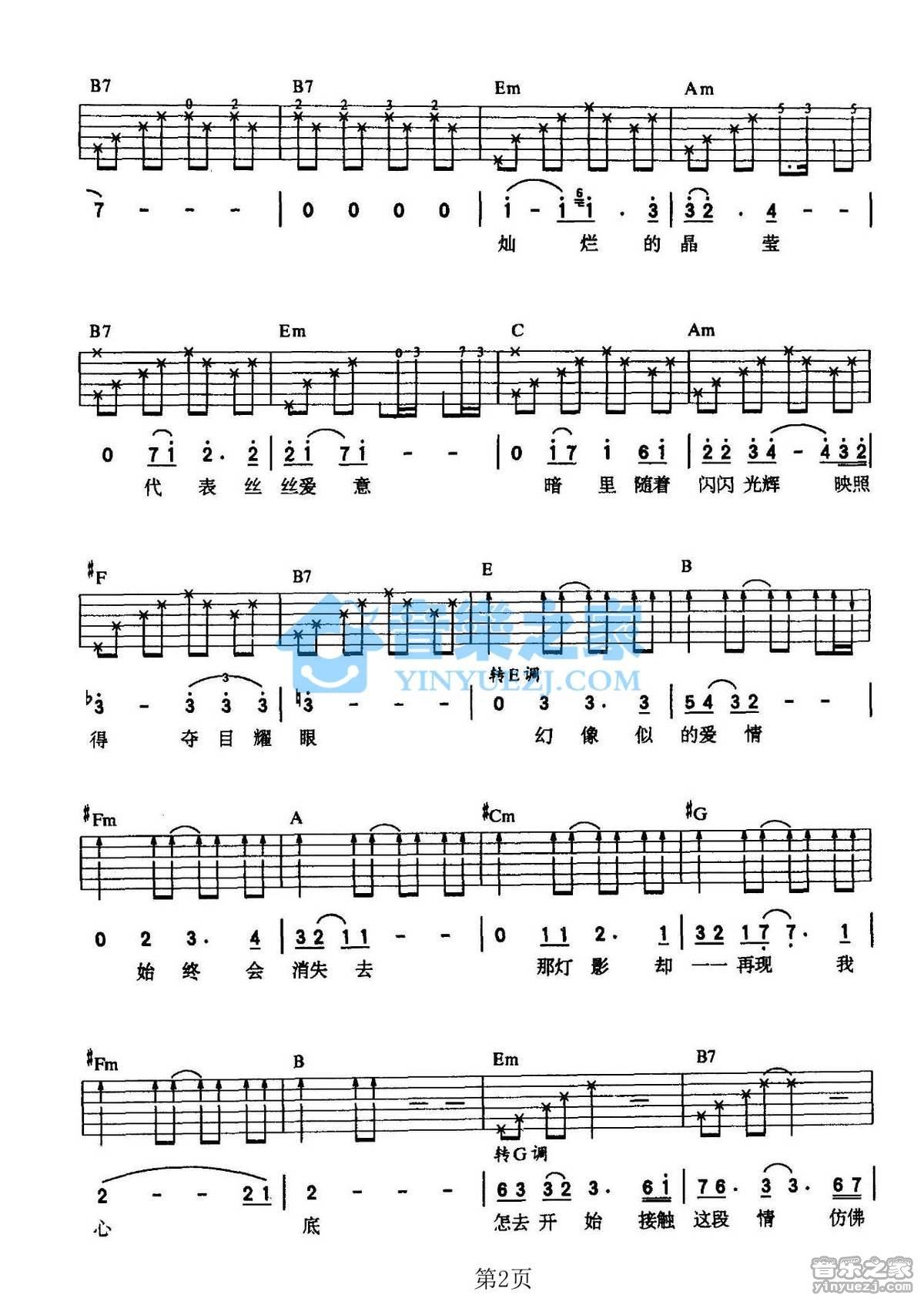 《幻影吉他谱》_谭咏麟_G调_吉他图片谱2张 图2