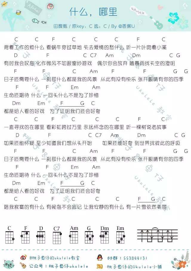 《什么，哪里吉他谱》_田馥甄_C调_吉他图片谱1张 图1