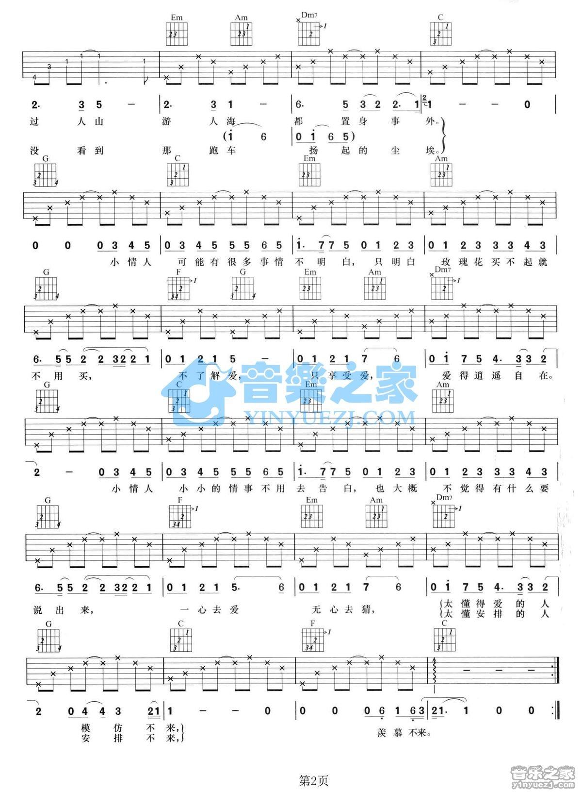 《他们吉他谱》_张惠妹_C调_吉他图片谱2张 图2