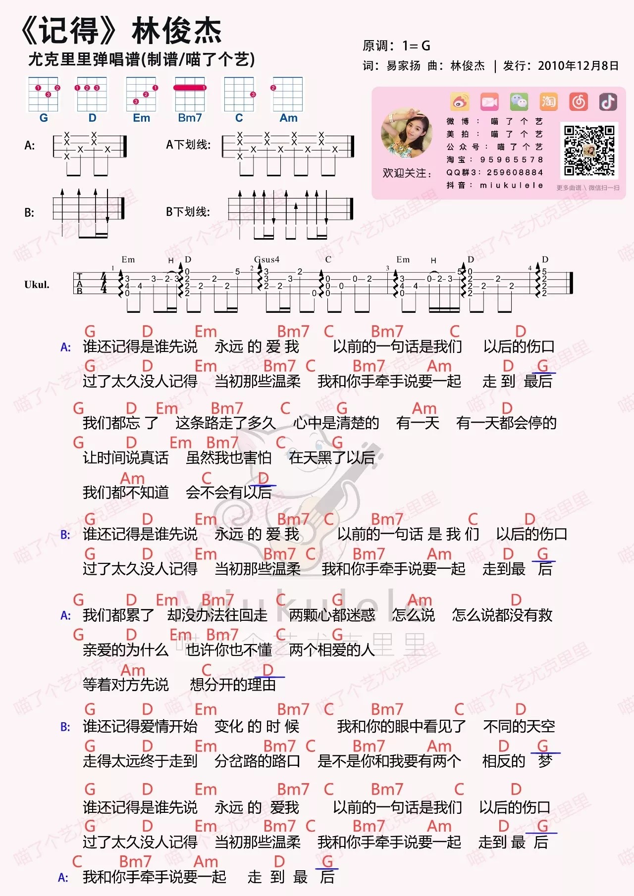 《记得吉他谱》_林俊杰_G调_吉他图片谱1张 图1