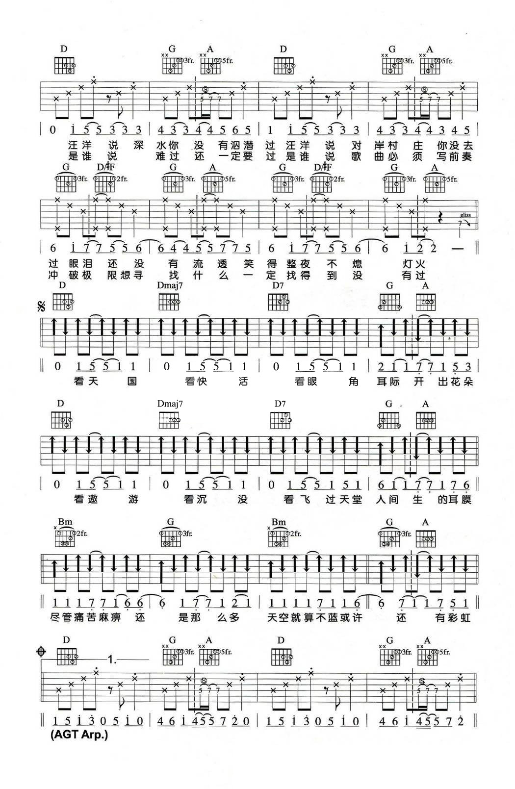 《飞鱼吉他谱》_苏打绿_D调_吉他图片谱2张 图2