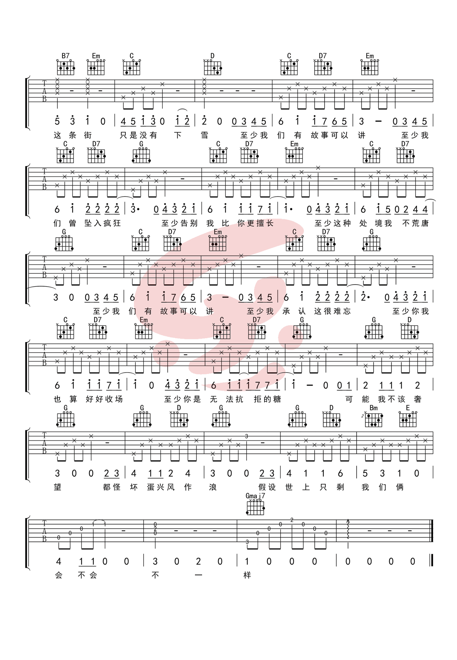 《你是他人无法抗拒的糖吉他谱》_柳爽_G调_吉他图片谱2张 图2