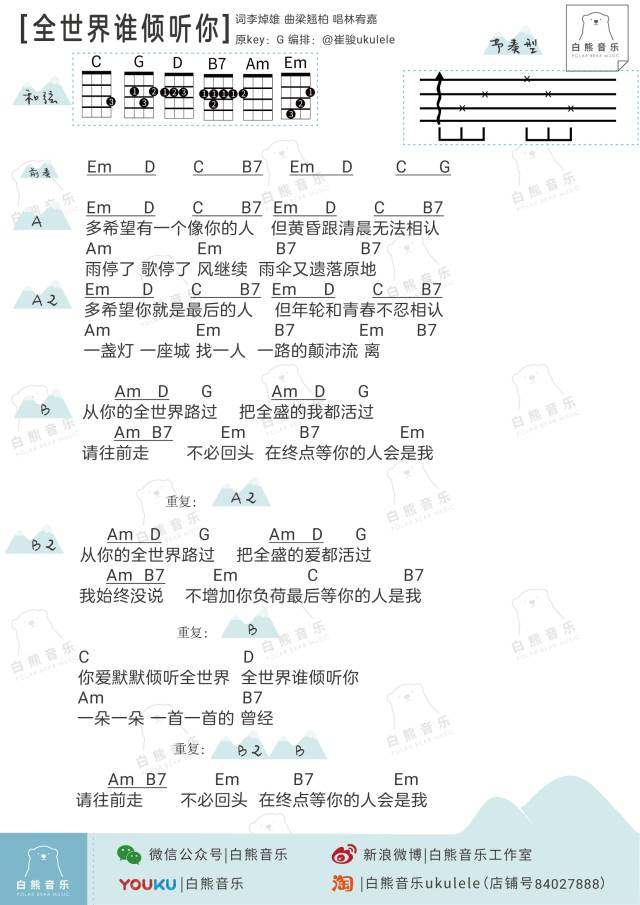 《全世界谁倾听你吉他谱》_林宥嘉_G调_吉他图片谱1张 图1