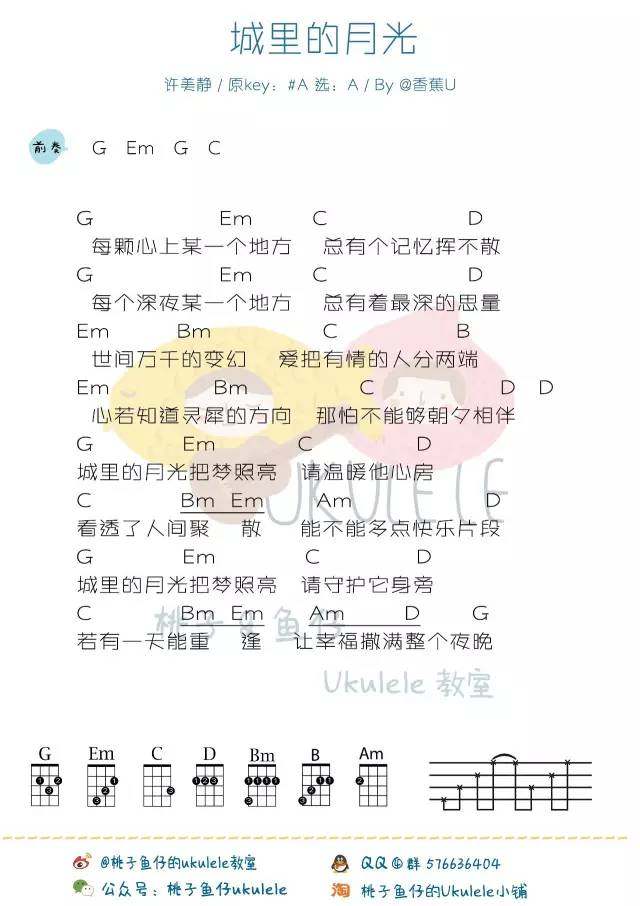 《城里的月光吉他谱》_许美静_G调_吉他图片谱1张 图1