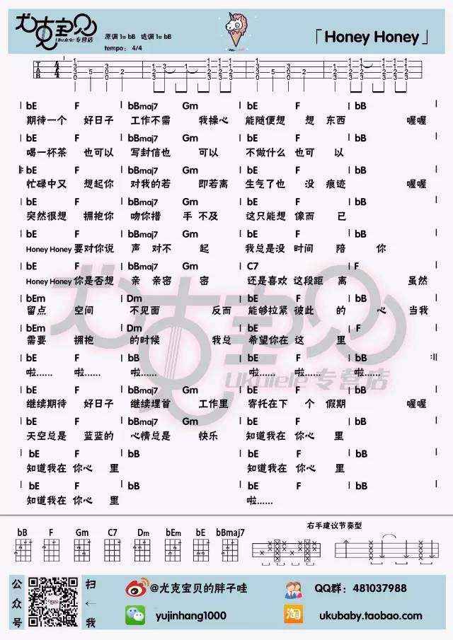 《HoneyHoney吉他谱》_孙燕姿_未知调_吉他图片谱1张 图1