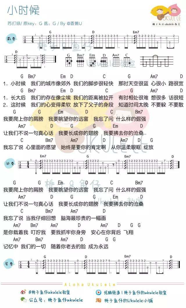 《小时候吉他谱》_苏打绿_G调_吉他图片谱1张 图1