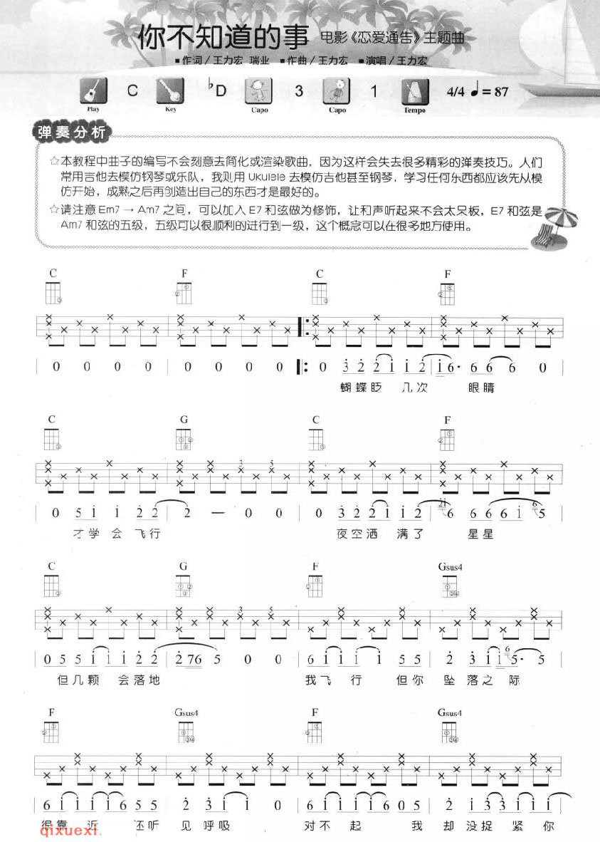 《你不知道的事吉他谱》__未知调_吉他图片谱2张 图1