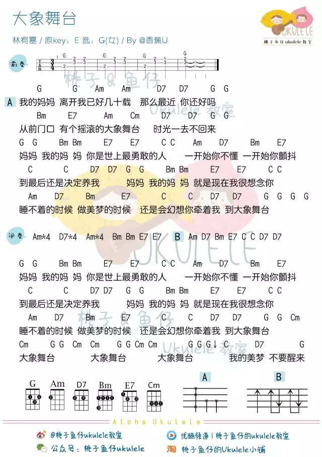 《大象舞台吉他谱》_林宥嘉_G调_吉他图片谱1张 图1