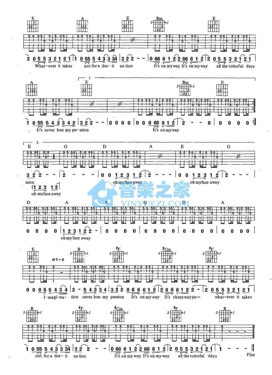 《Colorful Days吉他谱》_朴树_未知调_吉他图片谱2张 图2