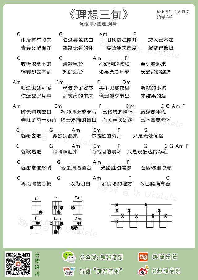 《理想三旬吉他谱》_陈鸿宇_C调_吉他图片谱1张 图1