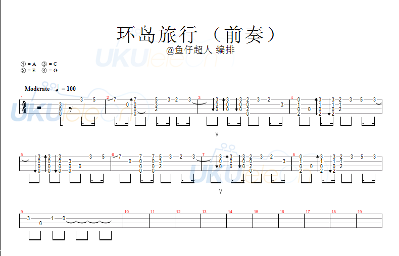 《环岛旅行吉他谱》_熊宝贝乐团_未知调_吉他图片谱2张 图1