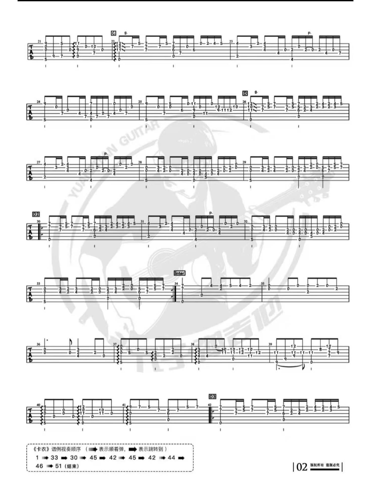 《卡农吉他谱》_押尾光太郎_未知调_吉他图片谱2张 图2