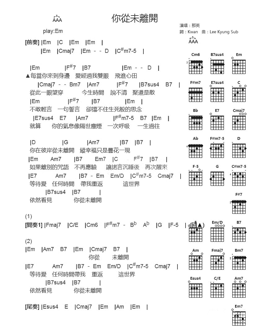 《你从未离开吉他谱》